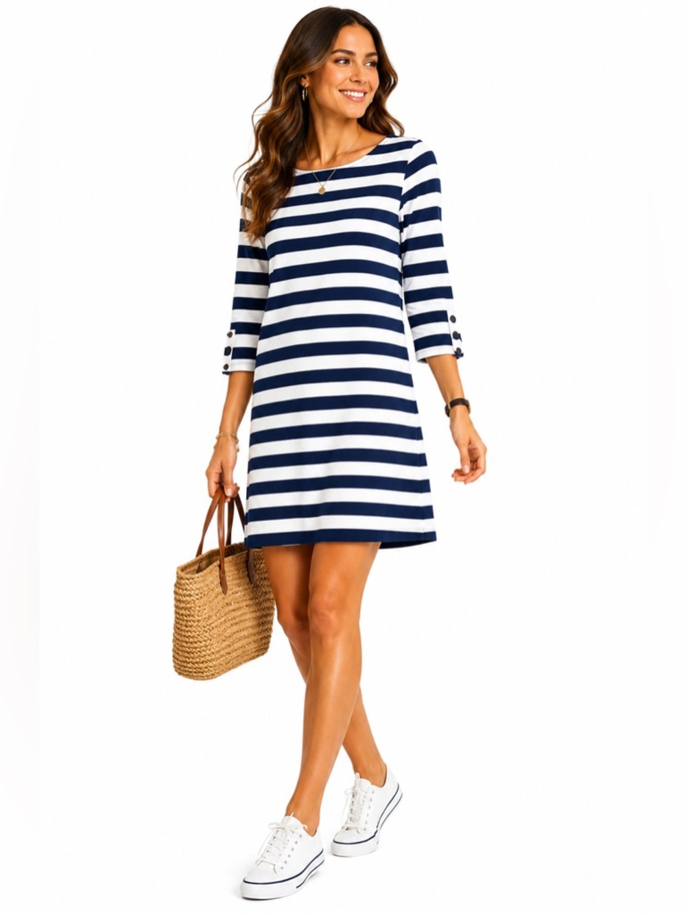 Hatley Striped Blue White Dress Size Large Nautical Preppy Coastal Style